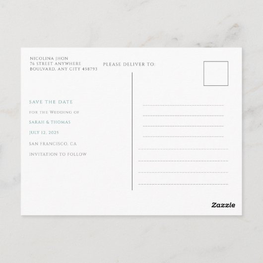 Blauwgroen Oranje Boho Floral Herfst Bewaar de dat Briefkaart (Achterkant)