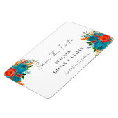 Blauwgroen Oranje botanische Floral Weddenschap be Magneet (Linkerzijde)