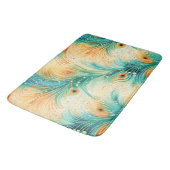 Blauwgroen Oranje crème pauwenveren Badmat (Gekanteld)