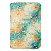 Blauwgroen Oranje crème pauwenveren Badmat (Voorkant Verticaal)