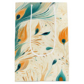 Blauwgroen Oranje crème Peacock Medium Cadeauzakje (Achterkant)