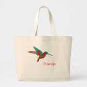 Blauwgroen Oranje en rood fractal Hummingbird met  Grote Tote Bag (Voorkant)