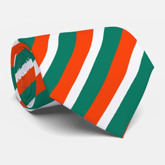 Blauwgroen, Oranje en witte diagonale strepen Stropdas (Opgerold)