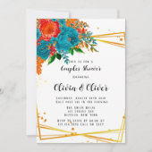 Blauwgroen Oranje flora Gold Couples Kaart (Voorkant)