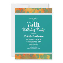Blauwgroen Oranje Floral 75e verjaardag
