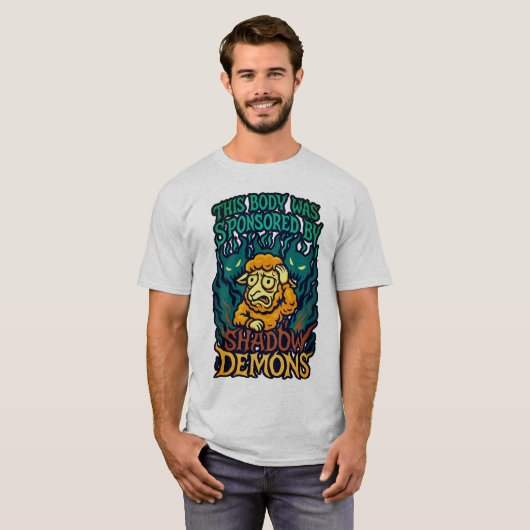 Blauwgroen-Oranje Horror Cartoon · Shadow Demons S T-shirt (Voorkant volledig)