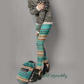 Blauwgroen Oranje patroon Leggings