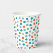 Blauwgroen Oranje Polka Dot Paper Cups Papieren Bekers (Achterkant)