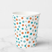 Blauwgroen Oranje Polka Dot Paper Cups Papieren Bekers (Rechts)