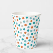 Blauwgroen Oranje Polka Dot Paper Cups Papieren Bekers (Voorkant)