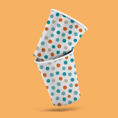 Blauwgroen Oranje Polka Dot Paper Cups Papieren Bekers