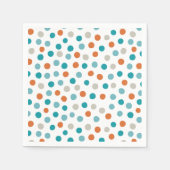 Blauwgroen Oranje Polka Dot Pattern servetten (Voorkant)