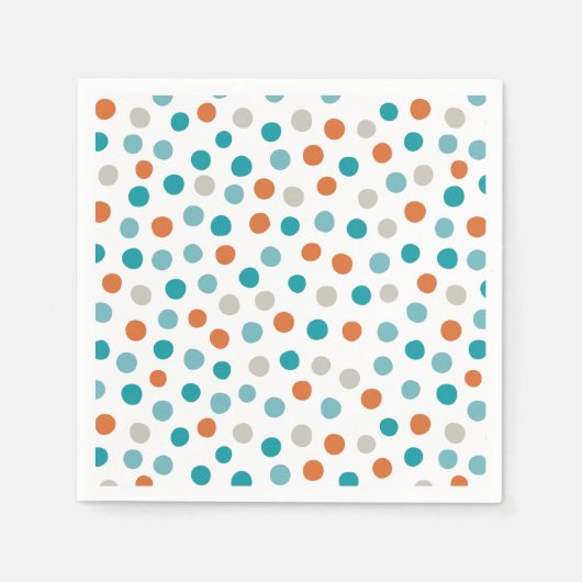 Blauwgroen Oranje Polka Dot Pattern servetten (Voorkant)