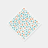 Blauwgroen Oranje Polka Dot Pattern servetten (Hoek)