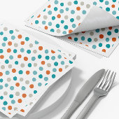 Blauwgroen Oranje Polka Dot Pattern servetten