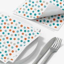 Blauwgroen Oranje Polka Dot Pattern servetten
