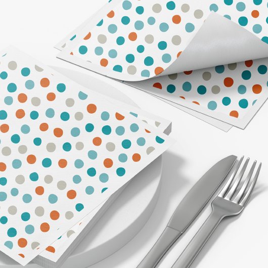 Blauwgroen Oranje Polka Dot Pattern servetten