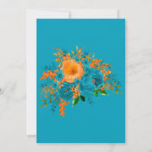 Blauwgroen Oranje rode Florals Gold Brunch en Bubb Kaart (Achterkant)