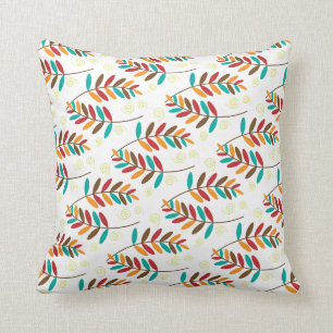 Blauwgroen, Oranje, rood, bruin Herfst lederen pat Kussen