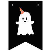 Blauwgroen & Oranje Schattigee Ghost Halloween Sno Vlaggetjes (Eerste vlag)