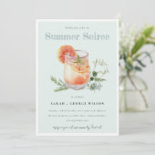 Blauwgroen Oranje Zomer Soiree Cocktail Pool Party Kaart (Staand voorkant)