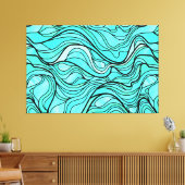 Blauwgroen organisch Glas in lood Abstract Canvas Afdruk (Insitu (Woonkamer))