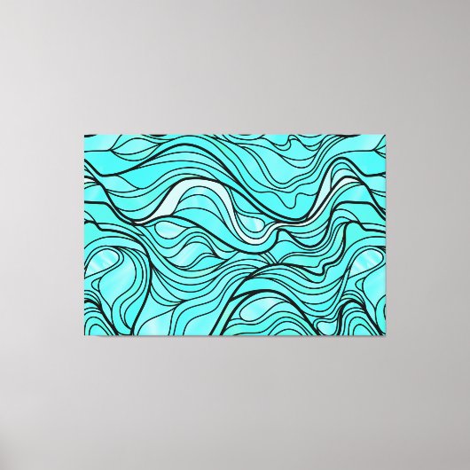 Blauwgroen organisch Glas in lood Abstract Canvas Afdruk (Voorkant)