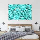Blauwgroen organisch Glas in lood Abstract Canvas Afdruk (Insitu (Slaapkamer))