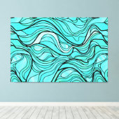 Blauwgroen organisch Glas in lood Abstract Canvas Afdruk (Insitu (Houten vloer))