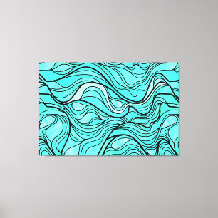 Blauwgroen organisch Glas in lood Abstract Canvas Afdruk