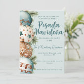 Blauwgroen Ornament Feestelijke Mexicaanse Posada  Kaart (Staand voorkant)