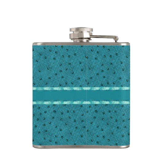Blauwgroen Ostrich Skin look Custom Flask Heupfles (Achterkant)
