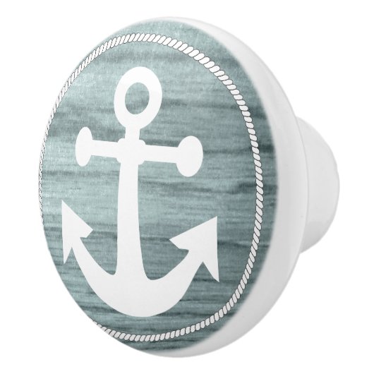 Blauwgroen oud hout met een ankervormig ontwerp keramische knop (Rechts)