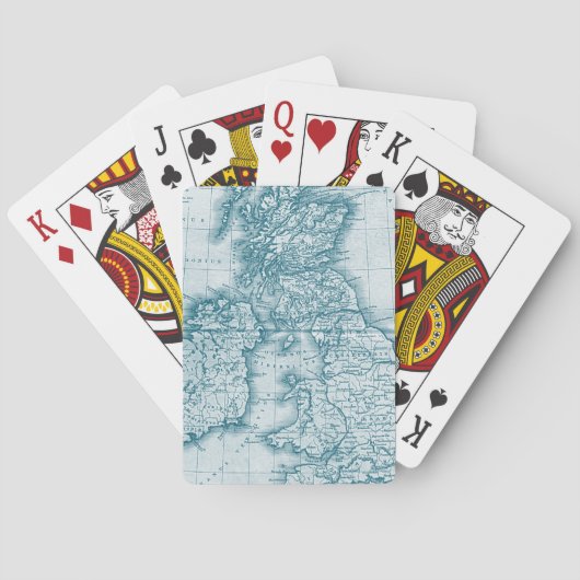 Blauwgroen oude Antiek wereldkaarten voor aangepas Speelkaarten (Achterkant)
