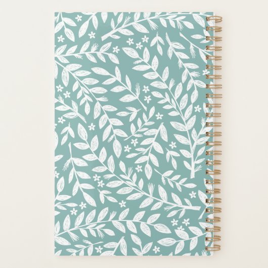 Blauwgroen ouderwetse weekdierjaar en naamplanner planner (Achterkant)