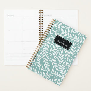 Blauwgroen ouderwetse weekdierjaar en naamplanner planner