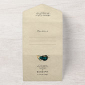 Blauwgroen oudste Alice in Wonderland Wedding All In One Uitnodiging (Buitenkant)