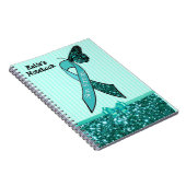 Blauwgroen Ovariumkanker Awareness Ribbon & Butter Notitieboek (Rechterzijde)