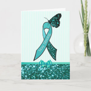 Blauwgroen Ovariumkanker Awareness Ribbon Support  Kaart