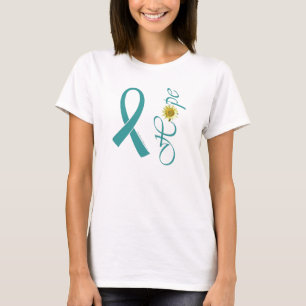 Blauwgroen ovariumkanker met de lint t-shirt