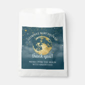 Blauwgroen Over the Moon en Stars Celestial Baby s Bedankzakje (Voorkant)
