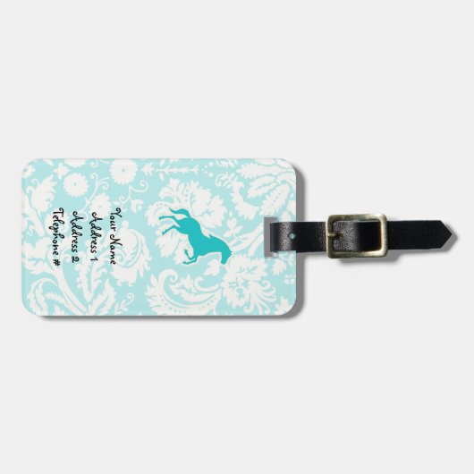 Blauwgroen Paard Bagagelabel (Voorkant horizontaal)