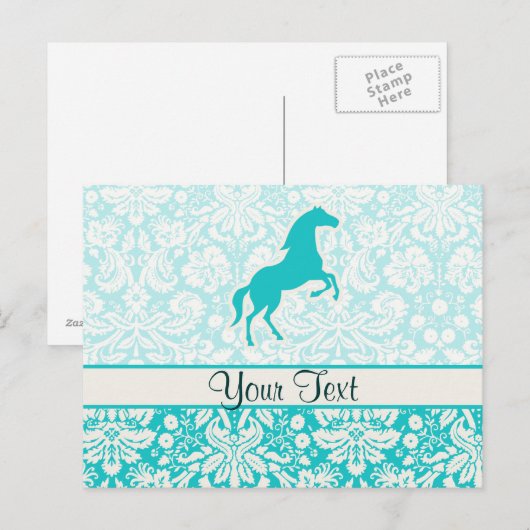 Blauwgroen paard briefkaart (Voorkant / Achterkant)