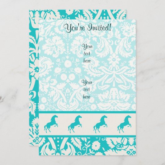 Blauwgroen paard kaart (Voorkant / Achterkant)