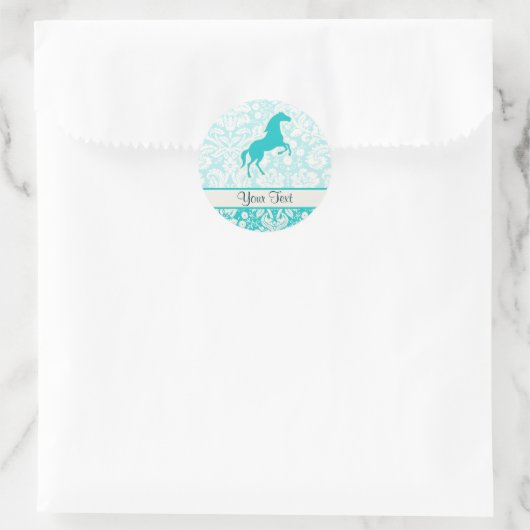 Blauwgroen Paard Ronde Sticker (Tas)