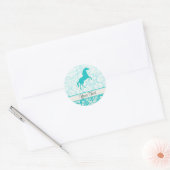 Blauwgroen Paard Ronde Sticker (Envelop)
