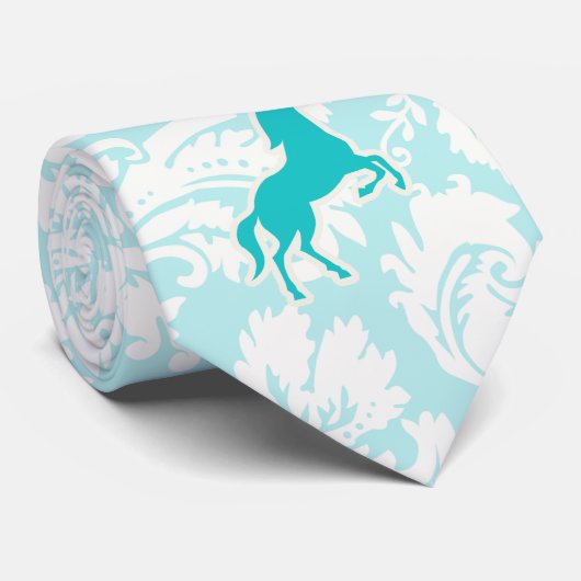 Blauwgroen paard stropdas (Opgerold)