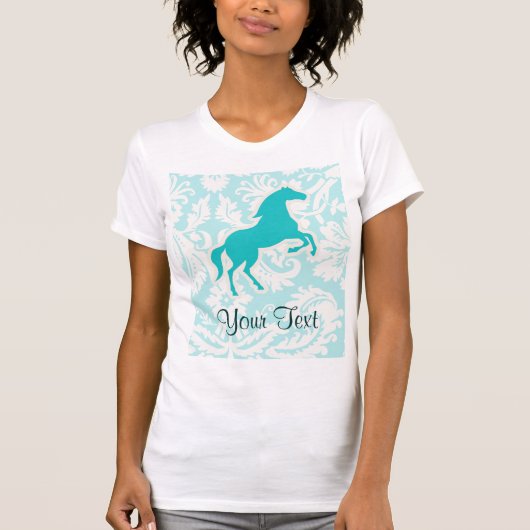 Blauwgroen paard t-shirt (Voorkant)