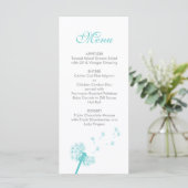 Blauwgroen Paardenbloem Wedding Menu (Staand voorkant)