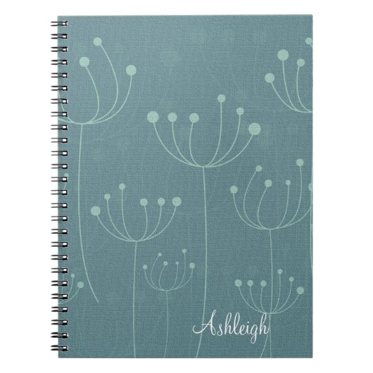 Blauwgroen paardenbloemen notitieboek (Voorkant)